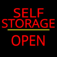 Self Storage Open Yellow Line Enseigne Néon