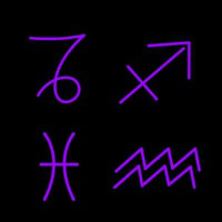 Set of Zodiac Sagittarius Capricorn Aquarius Pisces Enseigne Néon