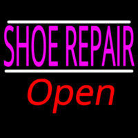 Shoe Repair Open With White Line Enseigne Néon
