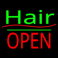 Slant Hair Block Open Green Line Enseigne Néon