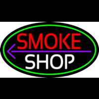 Smoke Shop And Arrow Oval With Green Border Enseigne Néon