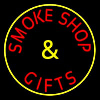 Smoke Shop And Gifts With Yellow Border Enseigne Néon
