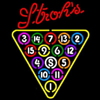 Strohs 15 Ball Billiards Pool Beer Sign Enseigne Néon