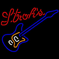 Strohs Blue Electric Guitar Beer Sign Enseigne Néon