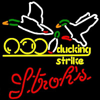 Strohs Bowling Sucking Strike Beer Sign Enseigne Néon