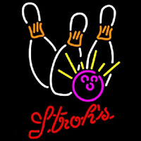 Strohs Bowling White Pink Beer Sign Enseigne Néon