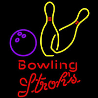 Strohs Bowling Yellow Beer Sign Enseigne Néon