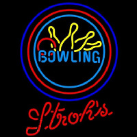 Strohs Bowling Yellow Blue Beer Sign Enseigne Néon