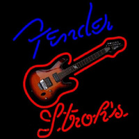 Strohs Fender Blue Red Guitar Beer Sign Enseigne Néon