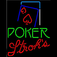Strohs Green Poker Red Heart Beer Sign Enseigne Néon