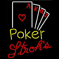 Strohs Poker Ace Series Beer Sign Enseigne Néon