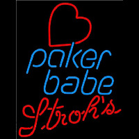 Strohs Poker Girl Heart Babe Beer Sign Enseigne Néon