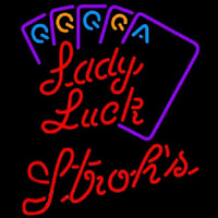 Strohs Poker Lady Luck Series Beer Sign Enseigne Néon
