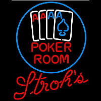 Strohs Poker Room Beer Sign Enseigne Néon
