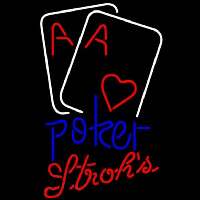 Strohs Purple Lettering Red Heart White Cards Poker Beer Sign Enseigne Néon