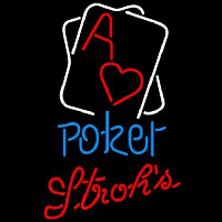 Strohs Rectangular Black Hear Ace Poker Beer Sign Enseigne Néon