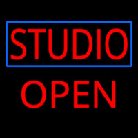 Studio Blue Border Open Enseigne Néon