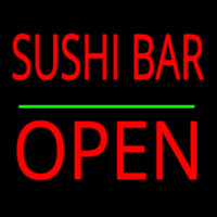 Sushi Bar Block Open Green Line Enseigne Néon