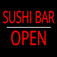 Sushi Bar Open White Line Enseigne Néon