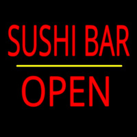 Sushi Bar Open Yellow Line Enseigne Néon