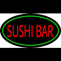 Sushi Bar Oval Green Enseigne Néon