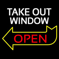 Take Out Window Left Yellow Open Arrow Enseigne Néon