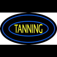 Tanning Double Oval Blue Border Enseigne Néon