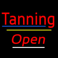 Tanning Open Yellow Line Enseigne Néon