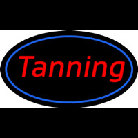 Tanning Oval Blue Border Enseigne Néon