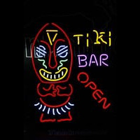 Ti Ki Bar Cocktails Open Aboriginal Man Enseigne Néon