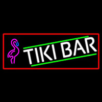 Tiki Bar Flamingo With Red Border Enseigne Néon