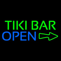 Tiki Bar Open With Arrow Enseigne Néon