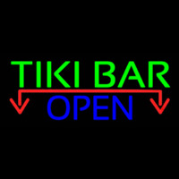 Tiki Bar Open With Arrow Real Neon Glass Tube Enseigne Néon