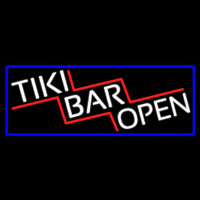 Tiki Bar Open With Blue Border Real Neon Glass Tube Enseigne Néon