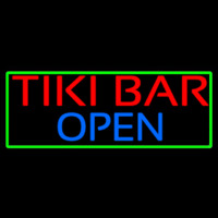 Tiki Bar Open With Green Border Enseigne Néon