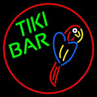 Tiki Bar Parrot Oval With Red Border Enseigne Néon