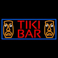 Tiki Bar Sculpture With Blue Border Enseigne Néon