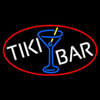 Tiki Bar Wine Glass Oval With Red Border Enseigne Néon