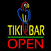 Tiki Bar With Parrot Open Enseigne Néon
