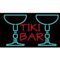Tiki Bar With Two Martini Glasses Enseigne Néon