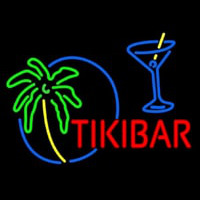 Tiki Bar With Wine Glass Enseigne Néon