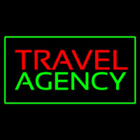 Travel Agency Green Rectangle Enseigne Néon