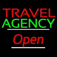 Travel Agency Open White Line Enseigne Néon