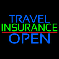 Travel Insurance Open Block Red Line Enseigne Néon