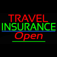 Travel Insurance Open With Blue Line Enseigne Néon