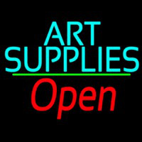 Turquoise Art Supplies With Open 2 Enseigne Néon