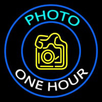 Turquoise Photo One Hour With Camera Enseigne Néon