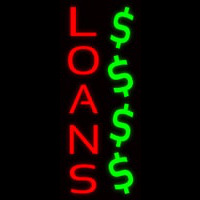 Vertical Red Loans Dollar Logo Enseigne Néon
