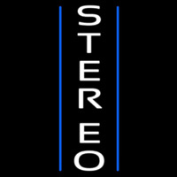 Vertical White Stereo Block Blue Line 1 Enseigne Néon