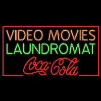 Video Movies Laundromat Coca Cola Real Neon Glass Tube Enseigne Néon